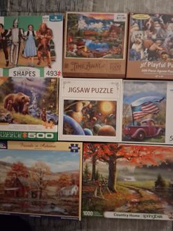 Lot of 7 Jigsaw Puzzles Mixed Brands