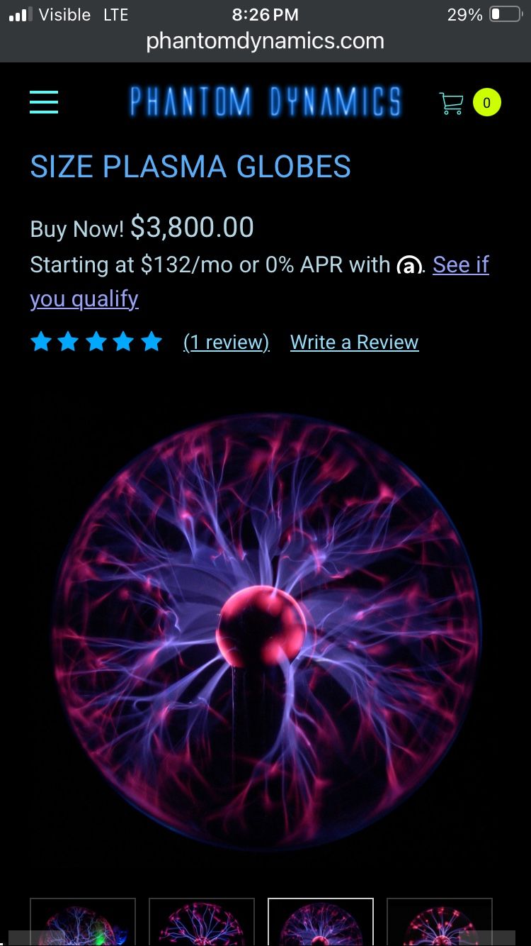 Plasma Large 18 Inch Height And Globe 14inch Round