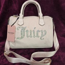 Juicy Couture Velour Light Pink Powder Blush Obsession Satchel Purse NWT