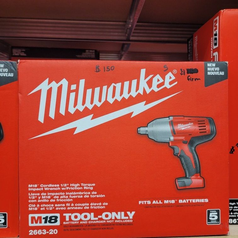 Milwaukee M18 Cordless 1/2" High Torque Impact Wrench W Friction Ring Tool Only 