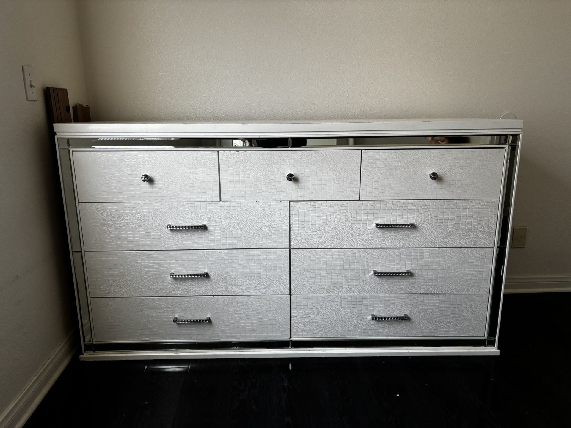 white dresser with mirror