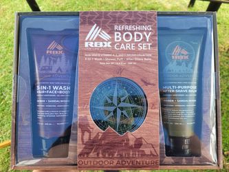 Men's Hair, Face, Body Wash Set. After Shave Balm. Loofah. Smells Good