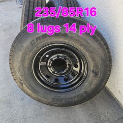 NEW TIRES EACH FOR SALE HEAVY DUTY 235 85 16 14 PLY ONLY FOR TRAILERS INCLUDING TIRE WITH RIM FOR ANY QUESTION TEXT ME PLEASE HABLO ESPAÑOL