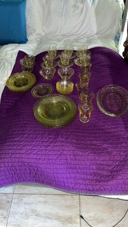 43 PC. YELLOW DEPRESSION GLASS SET