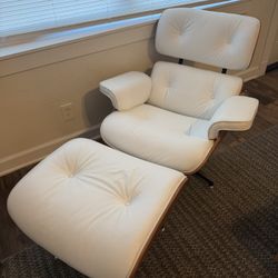 Top Grain Leather, Mid Century Chaise Lounge Chair and Ottoman, Modern Chair Classic Design, Heavy Duty Base Support for Living Room Study Lounge Offi