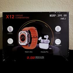 New Smart Watch Ultra with AirPods Pro – 2-in-1 Fitness Tracker & Wireless Earbuds Combo

