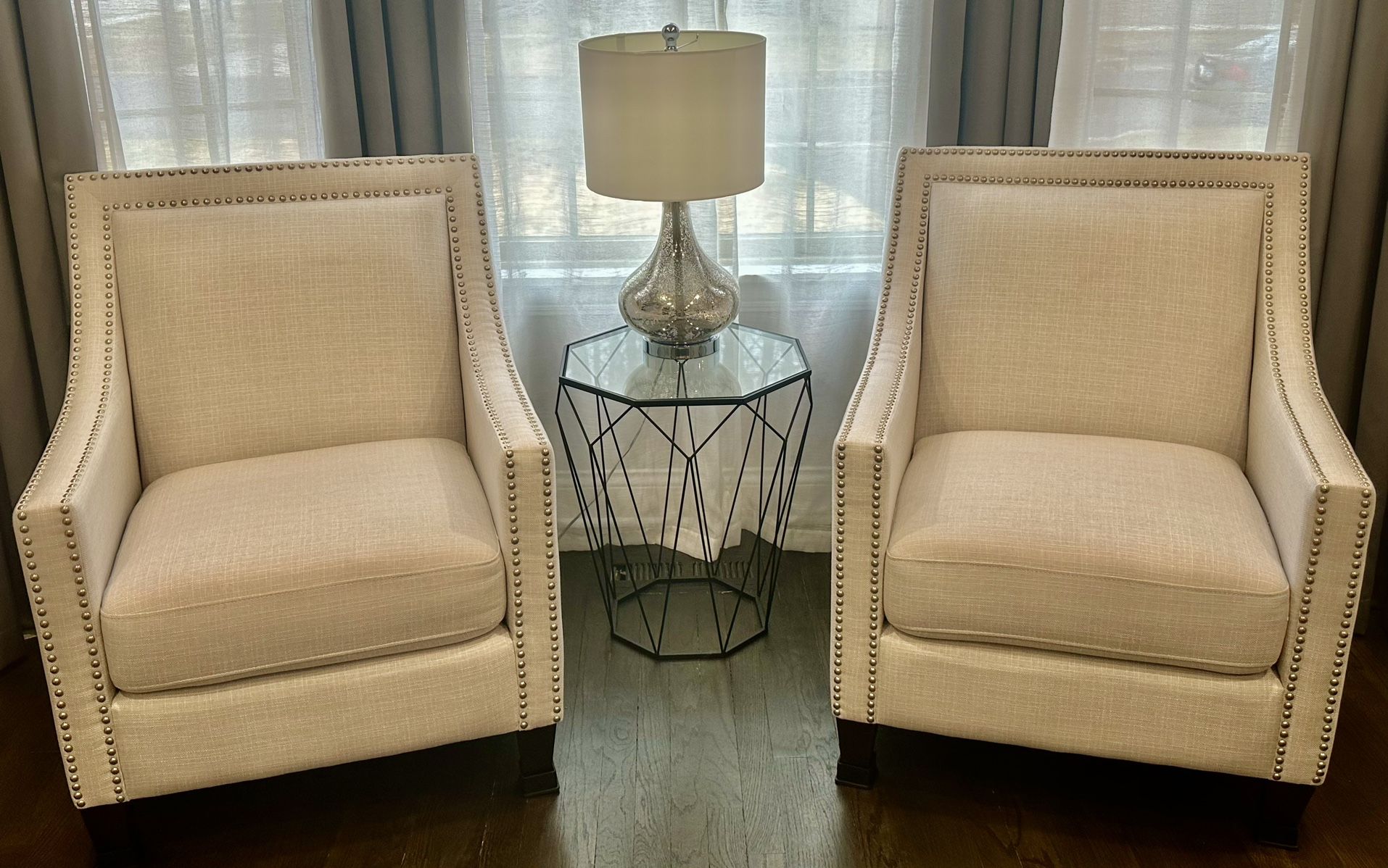 Abbyson Home Adrienne Accent Chairs In ivory/White (Set of 2), LIKE NEW