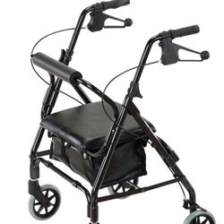 Black Wheel Rollator Walker With Seat