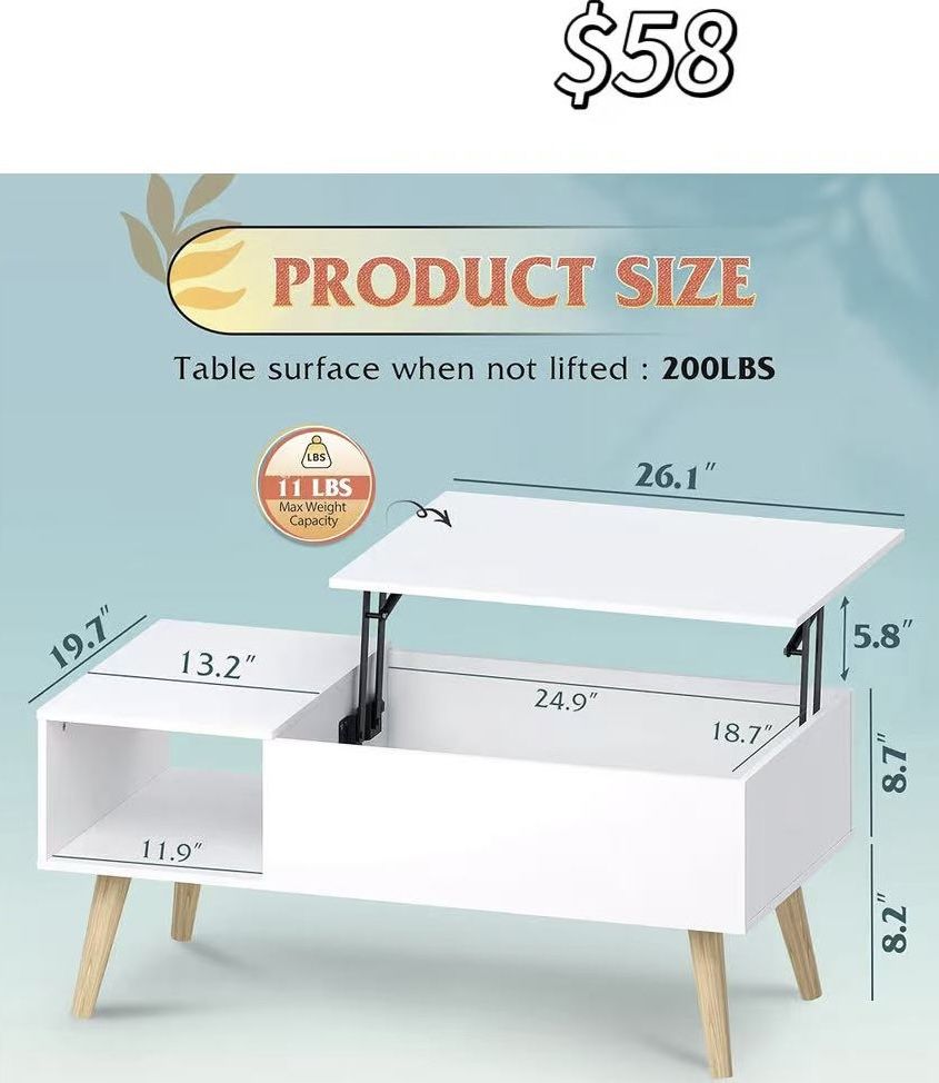 😀 WLIVE Coffee Table for Living Room, Lift Top Coffee Table with Storage, Small Rising Wooden Dining Center Table with Storage Shelf