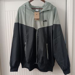 Nike Woven Windrunner Lined Hooded Jacket Men's XXL Black Green