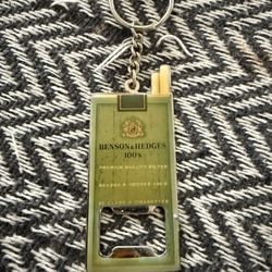 Vintage Benson & Hedges 100's Cigarette Pack Keychain & Bottle Opener Metal