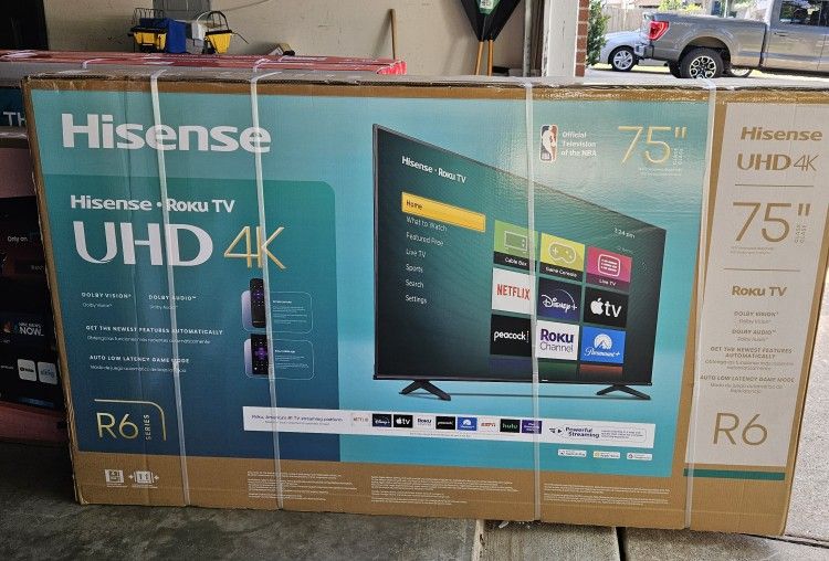 Hisense 75" Class 4k UHD LED LCD Roku Smart TV HDR R6 ( Brand New)