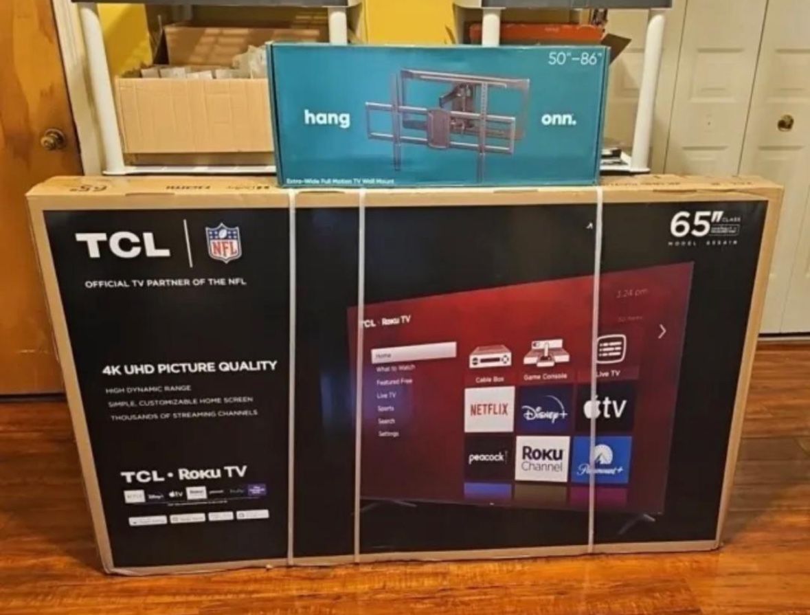 TCL 65" Class 4-Series 4K UHD HDR Smart Roku TV w/ Free Wall Mount BRAND NEW