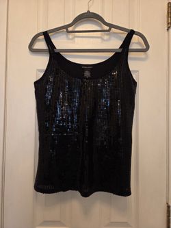 New York & Co. Ladies Black Sequin Tank Top Fully Lined  - Size M