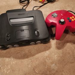 Nintendo 64 With Red Controller 