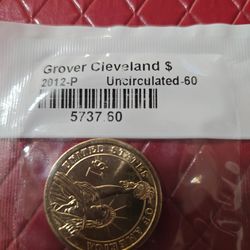 2012 - P  Grover Cleveland  $1. Uncirulated  gold plated