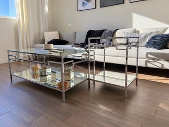 Mirrored Coffee + Side Table Set by Oren Ellis