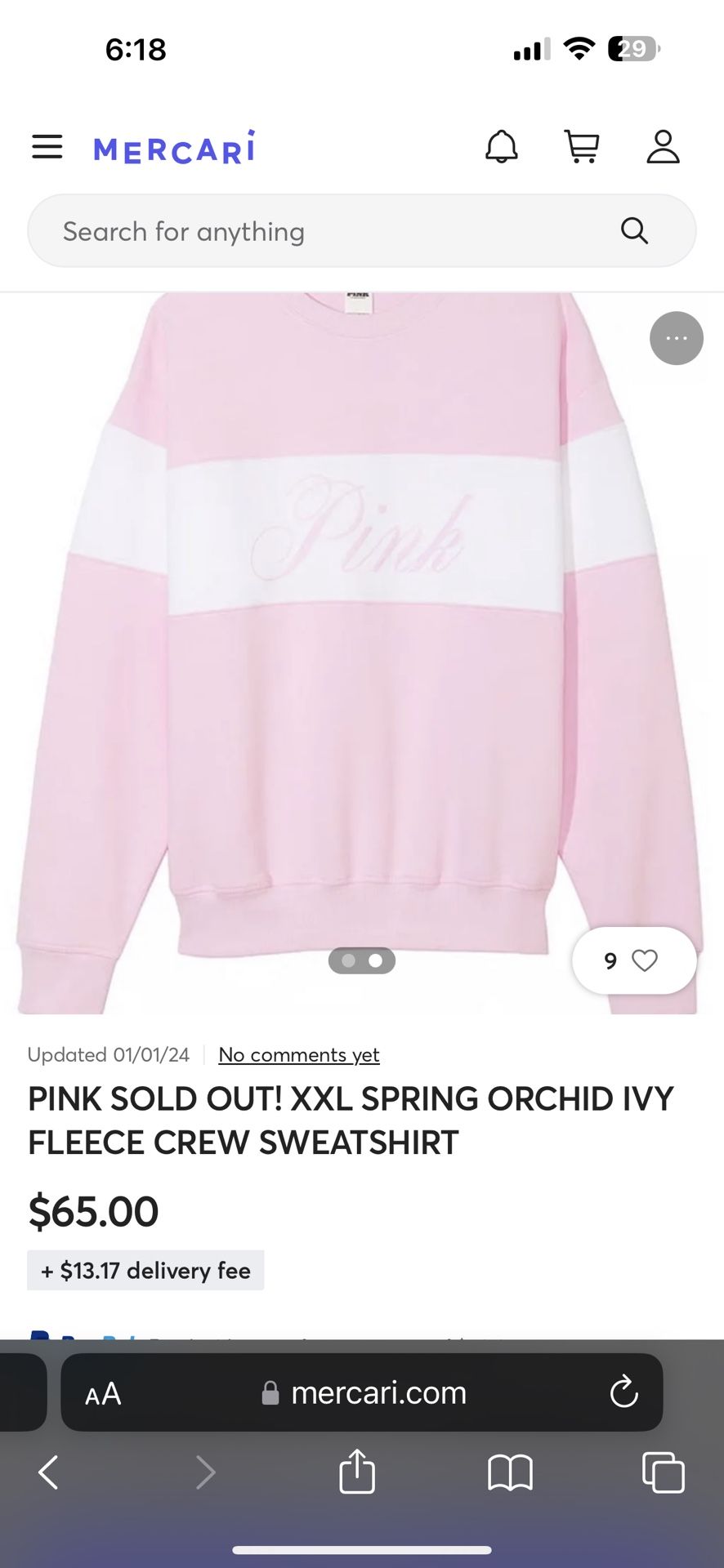 Pink Crew Neck Sweatshirt (Medium)