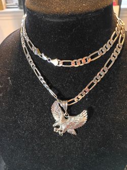 Silver plated chain 29 inches for $100 cash Plus solid silver eagle $60 cash