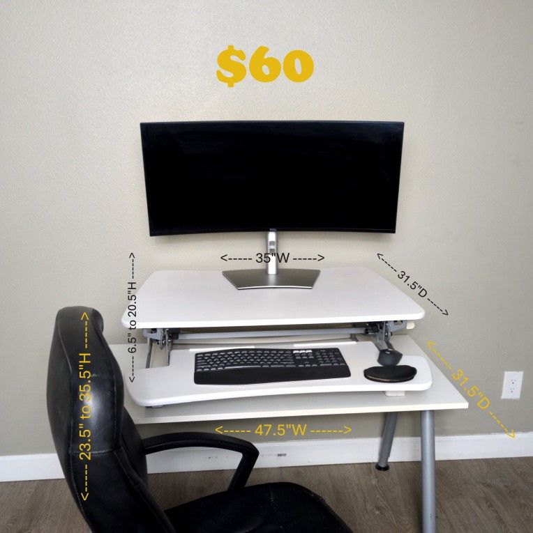 Ergonomic Workstation Sit-to-Stand Desk Riser Convertible Desk Minimalist Desk