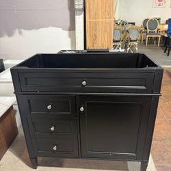 Modern 36-inch bathroom vanity with 2 drawers and 1 flip-top drawer, freestanding vanity, soft-close, solid wood frame (Black）  💰159$