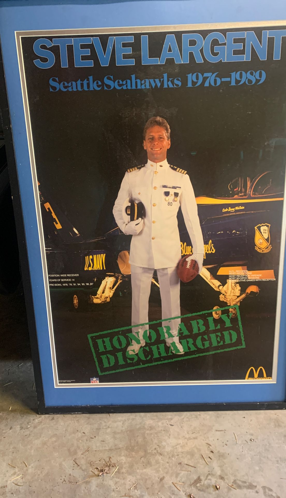 Steve Largent Seattle SeahawkS 1976-1989 Framed Poster With The Blue Angels