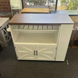 38"H×41"W×17.7"D Rolling Kitchen island with Movable Dining Table,Small Kitchen Cart on Wheels(damaged)