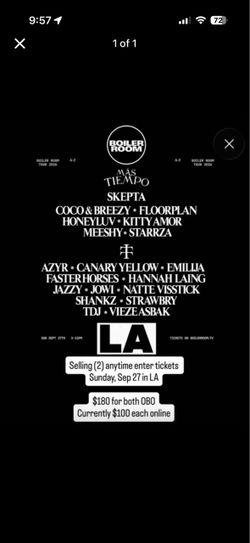 (2) LA Boiler Room Tickets Sun, Sep 27