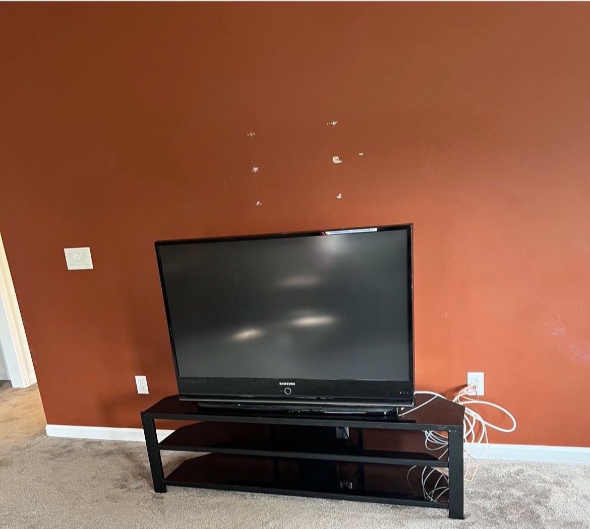 Black Glass 3 Layer Tv Stand Get 45 In Samsung TV With It Free
