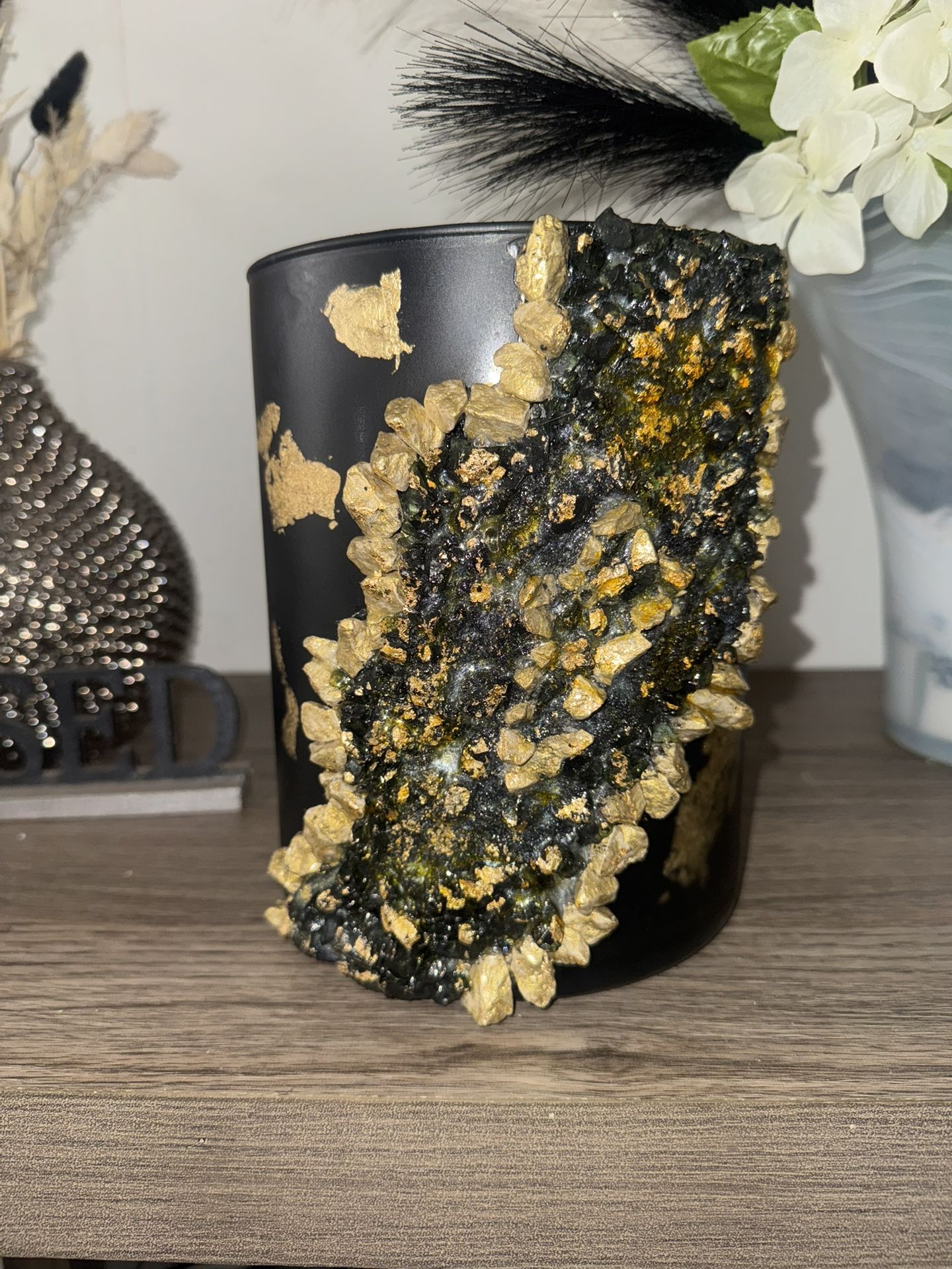 Black And Gold Geode Vase
