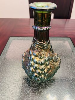 Iridescent Carnival Glass Grape Decanter