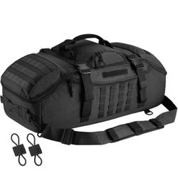 Hannibal Tactical 65L Large Duffle Bag, 3-in-1 Tactical Backpack MOLLE Pack for Sports, Gym, Outdoor, Black