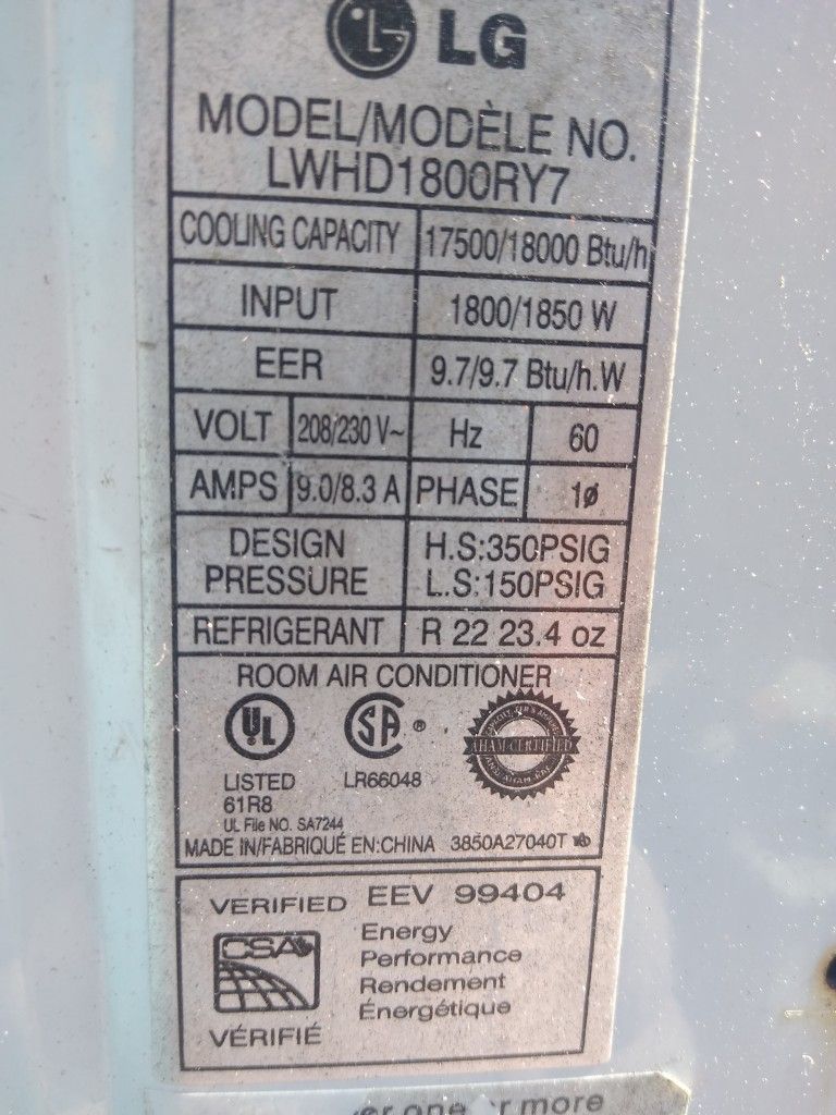 LG AIR CONDITIONER 18000 BTU for Sale in Crum Lynne, PA OfferUp