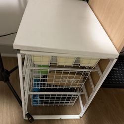 White Metal Storage Rack Table