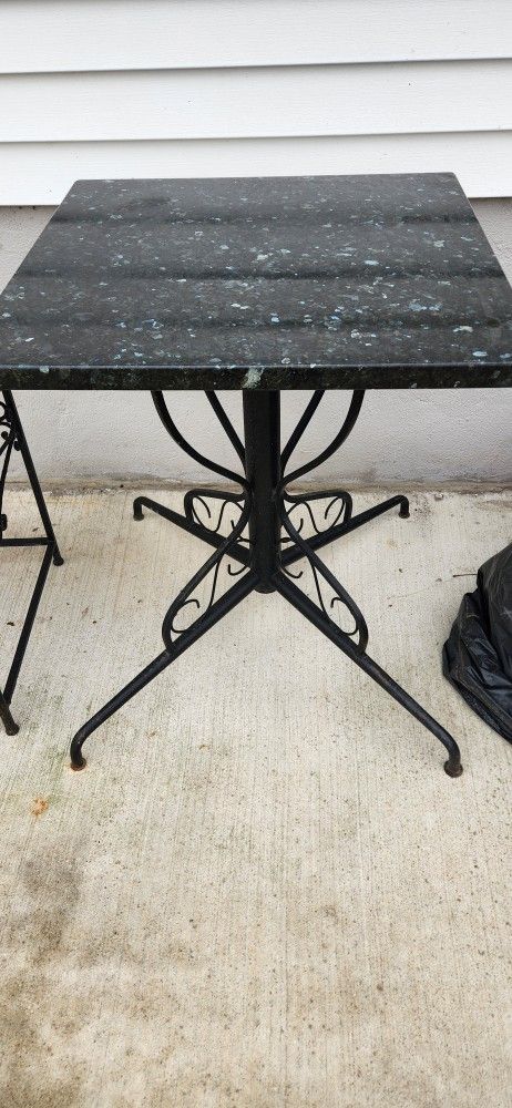Wrought Iron Table With Granite Top 24x24
