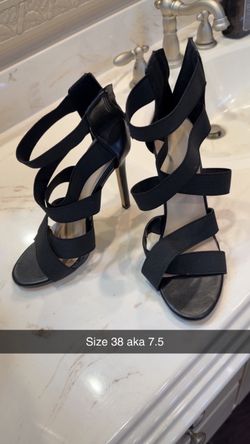 Black Strappy Stiletto Heels – Size 7.5 / 38