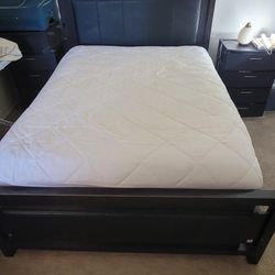 Queen Size Bed Frame + Mattress – Like New 