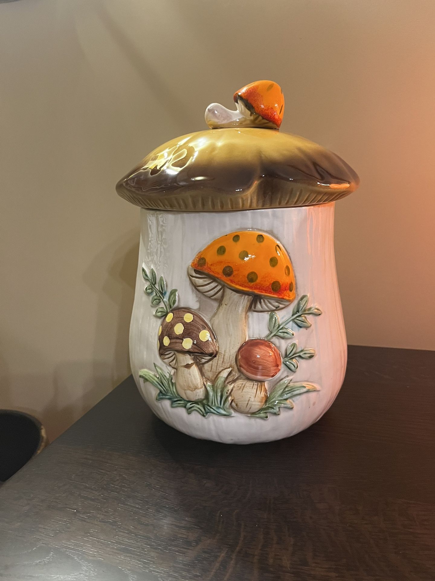 Large Vintage Sears Roebuck Merry Mushroom Ceramic Canister