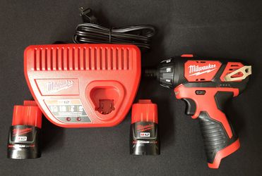 New M12 12-Volt Lithium-Ion Cordless 1/4 in. Hex Screwdriver Kit with Two 1.5Ah Batteries And Charger 