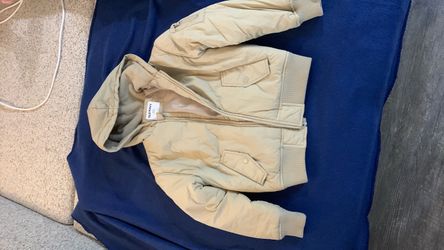 beige Old Navy hooded bomber jacket size 7y