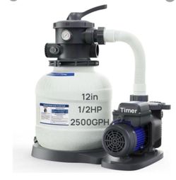 AQUASTRONG Sand Filter Pump for Above Ground Pool with Timer, 1/2 HP Pool Pumps