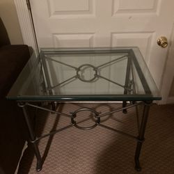 Matching Glass coffee table and matching end table 
