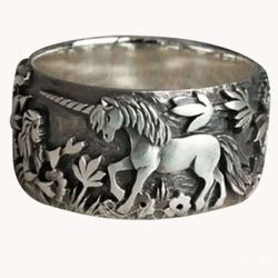 Stainless Steel Unicorn Ring. Size 6