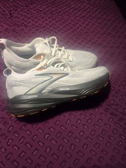 Brooks Glycerin Running Sneakers - Light Gray with Black & Orange