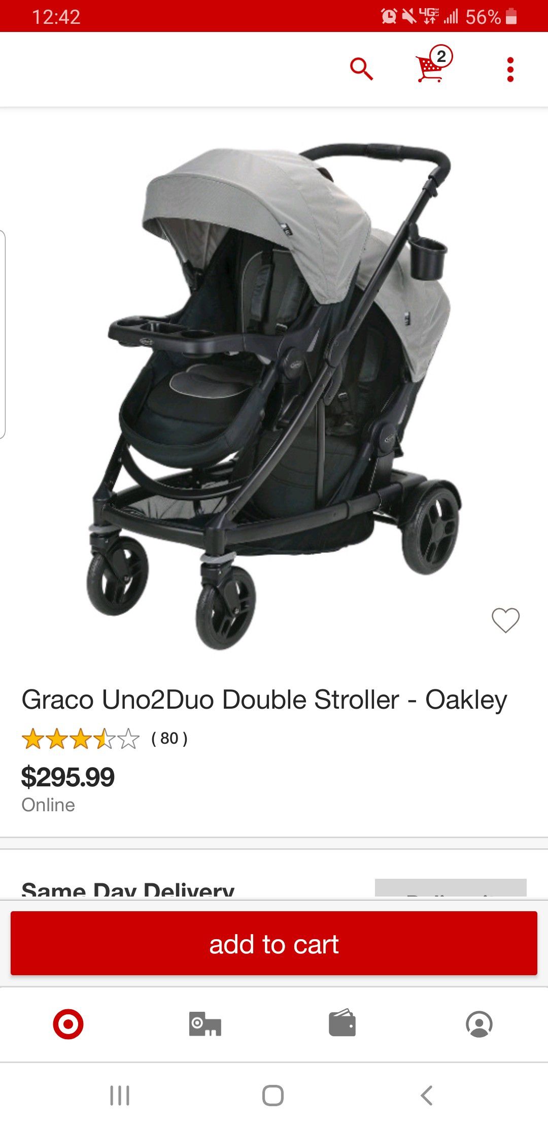 Graco Uno2duo double stroller