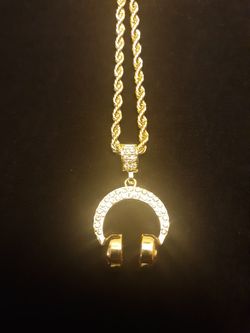 Designer Headphones rope with stones 20"