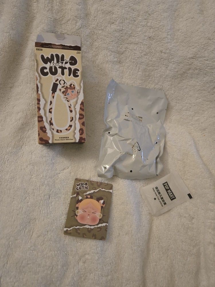 New! Crybaby Wild But Cutie Fuzzy Phone Charm From Pop Mart - Camo Cutie