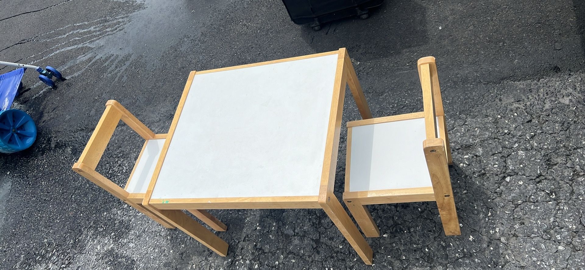 Wooden Kids Table And Two Chairs