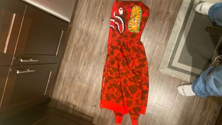 BAPE Shark Full Zip Hoodie Red Camo