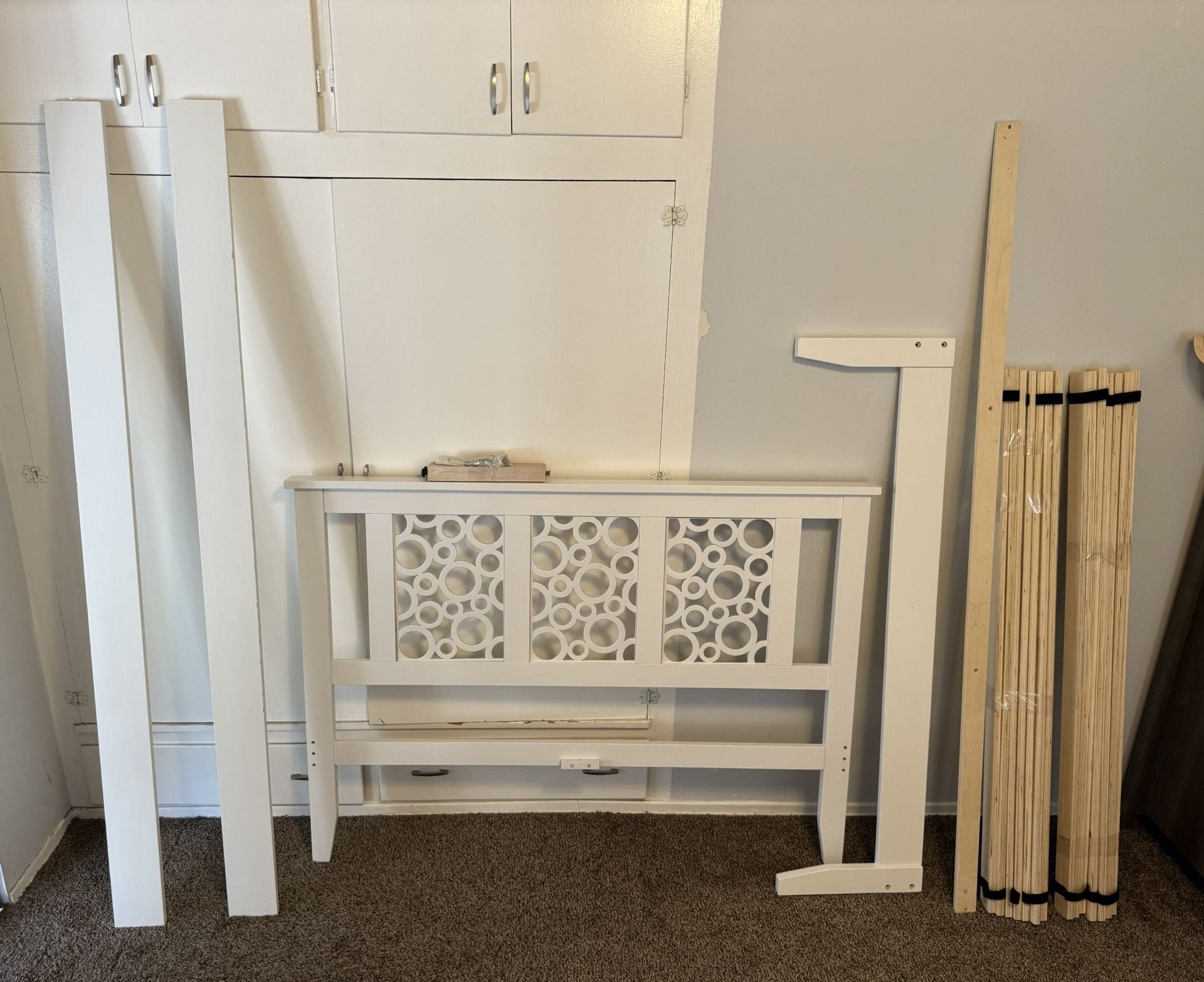 Full Size White Bed Frame – Modern Style